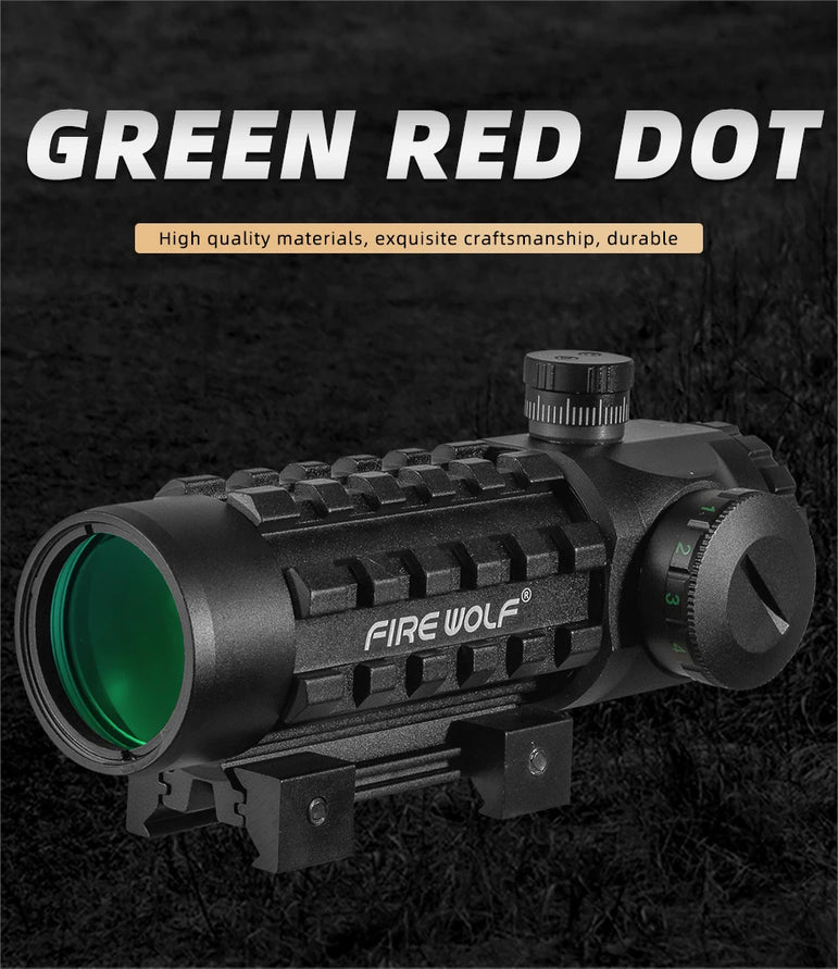 FIRE WOLF 3X28 Tactical Hunting Optical Rifle Scope  Green Red Dot Cross Scope Universal 11/20mm Railway Rifle Holographic Scope
