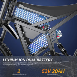 FVKING E6 Electric Bike Adults 2000W Peak Gear Hub Motors Electric Motorcycle 52V40AH Battery Speed 60Kmh Mountain E-bikes GT73