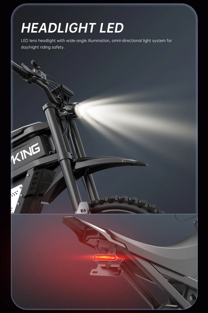 FVKING E6 Electric Bike Adults 2000W Peak Gear Hub Motors Electric Motorcycle 52V40AH Battery Speed 60Kmh Mountain E-bikes GT73
