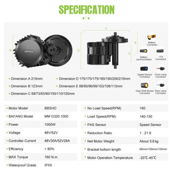 Bafang 48V 52V 1000W CAN Motor BBSHD Ebike Conversion Kit Electric Bicycle Mid Drive Engine BBS03 M615 MM G320.1000.C