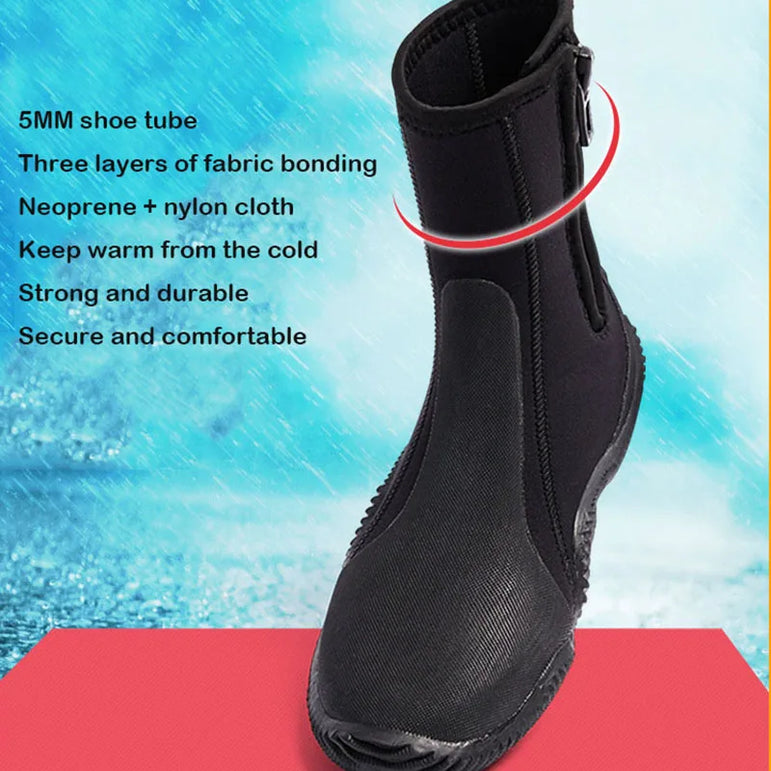 Oulylan Premium Neoprene Diving Boot 5m Water Shoes Wetsuit Booties With Anti-Slip Rubber Sole  Zipper For Surf Scuba 1 Pair