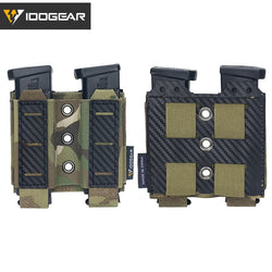 IDOGEAR Tactical Mag Pouch 9mm Double Mag Carrier Carbon Fiber MOLLE Pouch Camo 3590