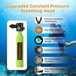 TUDIVING-0.5L Mini Scuba Diving Tank,Lung Tank with Diving Mask,Portable Scuba Tank with Pump for Underwater Breathing Training