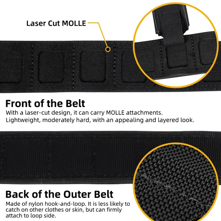 IDOGEAR 2 inch Tactical Belt LSR MOLLE Quick Release Metal Buckle Lightweight Man Outdoors Training Waistband 3433