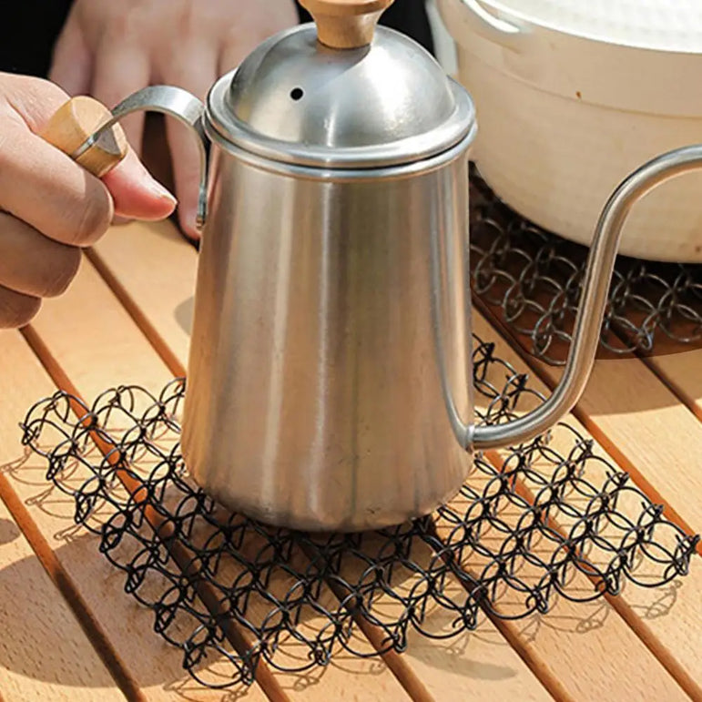 Tableware Insulated Mat Spring Anti Scald Pad Spiral Wire Trivet Heat Insulation Pad Stainless Steel Tableware Mat For Camping