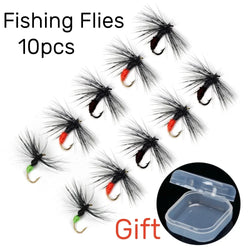 10PCS Ant Dry Fly Trout Fishing Dry Flies Barbless Hooks Fishing Lure Set Artificial Insect Lure Rainbow Grayling Fishing Tackle