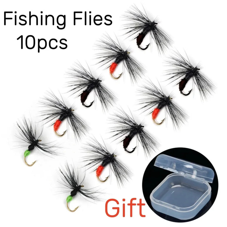 10PCS Ant Dry Fly Trout Fishing Dry Flies Barbless Hooks Fishing Lure Set Artificial Insect Lure Rainbow Grayling Fishing Tackle