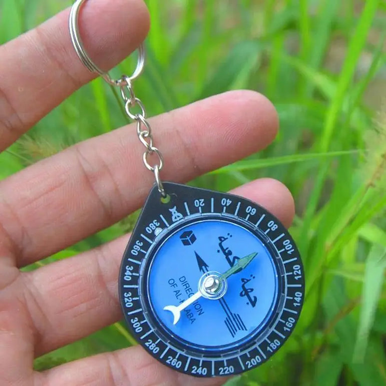 Muslim Qibla Compass Portable Outdoor Compasses For Hiking Direction Eid Pray Keychain For Camping Exploring Mountaineering