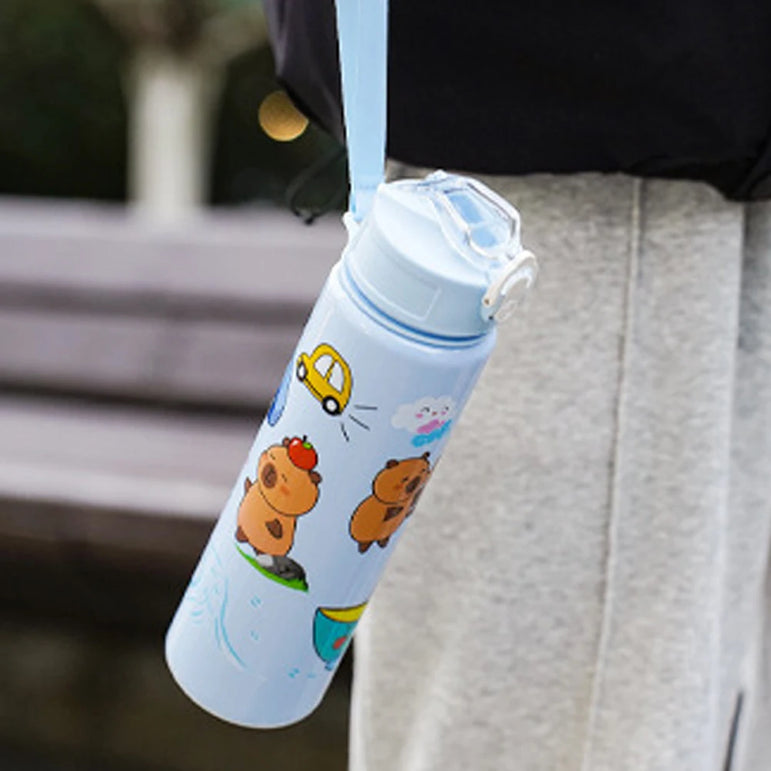 700ml Capybara Cute Water Cup with Straw & Handle Sports Water Bottle Portable Drinking Bottle for Boys Girls Daily Use