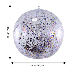 40cm Inflatable Glitter Beach Ball Summer Water Play Sequin Balls Outdoor Swimming Pools Party Toys for Kids Adults Water Sports