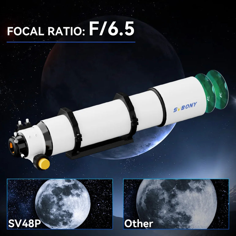 SVBONY SV48P Astronomical Telescope OTA 102mm f/6.5 Refractor for Deep Sky Astrophotography 2.5" RAP Double Speed Focuser