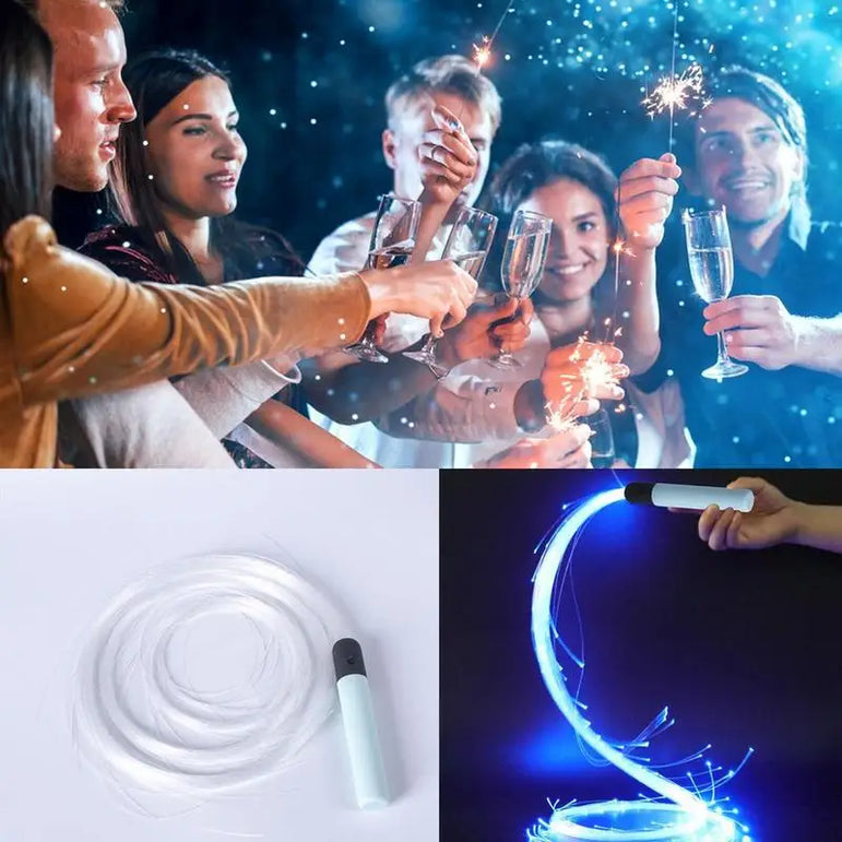 Colorful LED Fiber Optic Whip Light Disco RGB Dancing Glowing Whip Sparkle Flow String For Party Light Show Music Festival