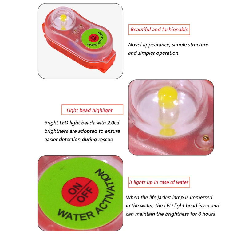 5-1pcs Surfing Life Jacket Light LED Lithium Lamp Position Indicator Self-Lighting Swimming Life Vest Emergency  Lamp