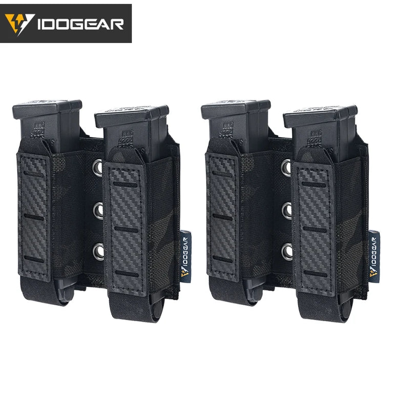 IDOGEAR Tactical Pouch Carbon Fiber AntiSlip Hollow Out Quick Drain Lightweight 9mm Double MOLLE Mounting Durable 2pcs 3590