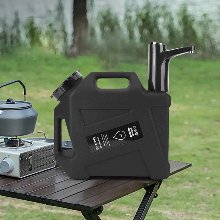 12L Portable Emergency Water Can with Water Dispenser & Adapter Drinking Water Bucket Water Dispenser Carrier for Camping Hiking