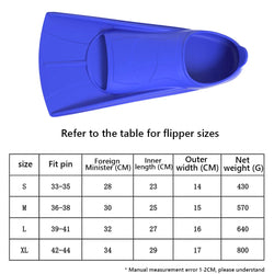 Swimming Fins for Children Adults Unisex Freestyle Silicone Short Fins for Swimming Diving Training Non Slip Diving Accessories