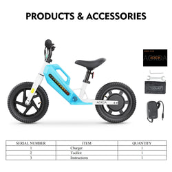Kids Electric Balance Bike AOKDA K8 180W Children Toy 3 Speed 12Km/h Max Load 40KG Bicycle for Children 2 - 12 Age Children