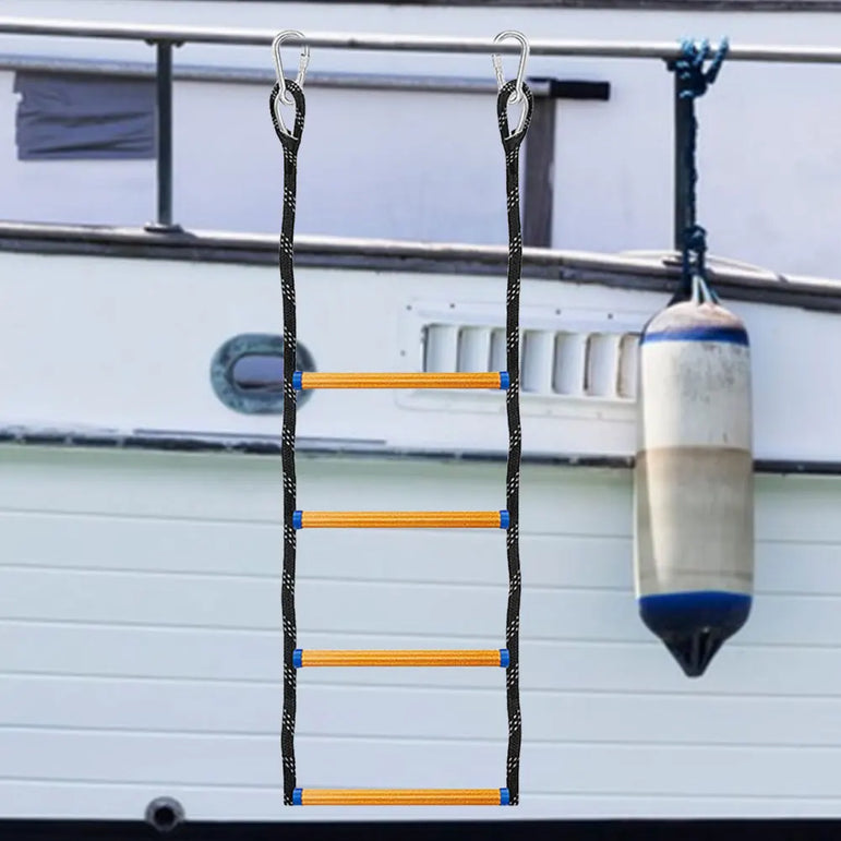 4 Step Boat Rope Ladder Folding Marine Rope Ladder Heavy Duty Climbing Rope Portable Rope Boarding Ladder