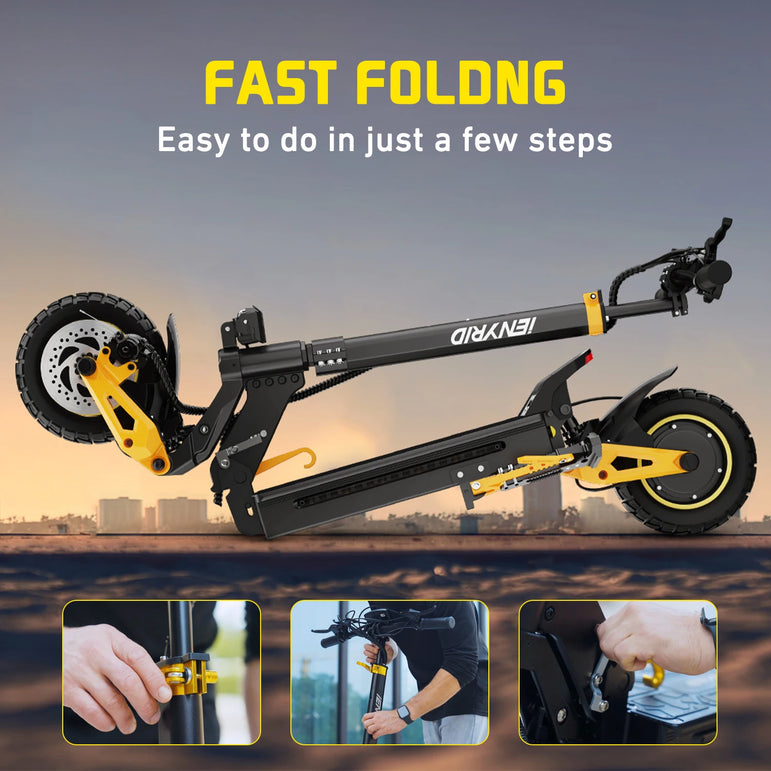 IENYRID IE-ES1 Foldable Electric Scooter 2x1200W Dual Motor Peak 3000W 48V20.8Ah Lithium Battery E-Scooter 10-inch Tires