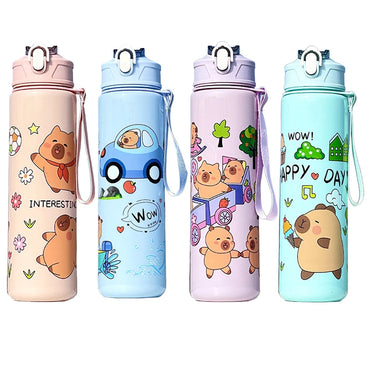 700ml Capybara Cute Water Cup with Straw & Handle Sports Water Bottle Portable Drinking Bottle for Boys Girls Daily Use