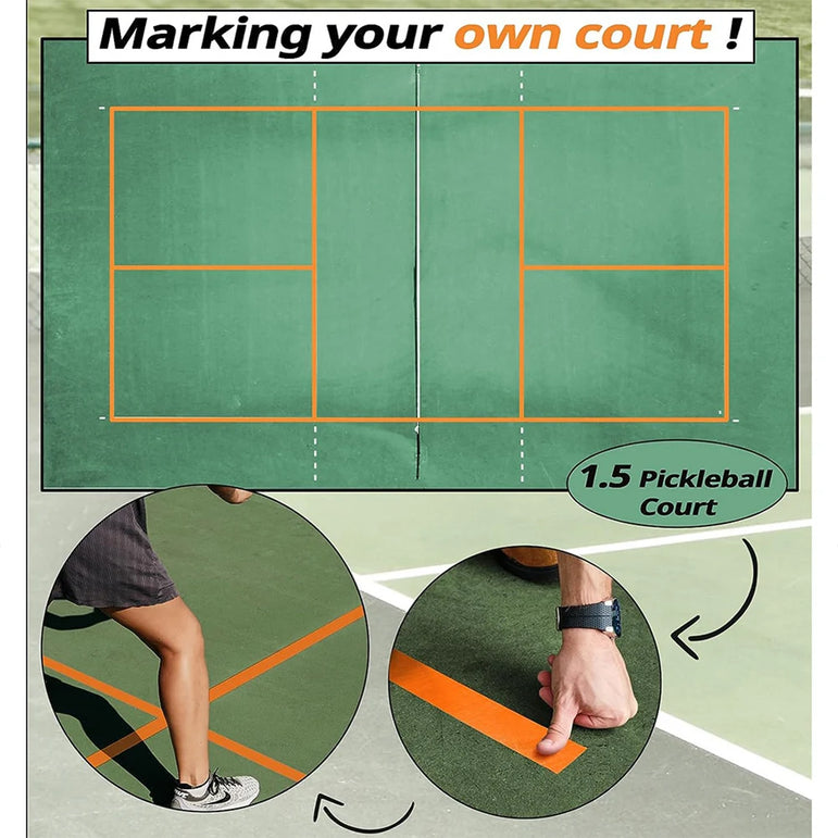 20M Outdoor Pickleball Court Tape Multipurpose Pickleball Court Marking Tape Sports Field Marking Tape for Outdoor Sports Court