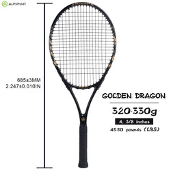 ALPSPORT JL T800 Carbon Fiber Tennis Racket 18K, Professional Training Racket with Bag & Adjustable Strap (Men & Women)