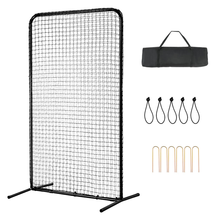 VEVOR Baseball Screen for Batting CageBaseball & Softball Safety Screen Body Protector Portable Batting Screen Bag Red Black