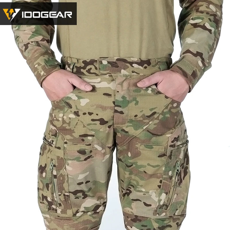 IDOGEAR Combat UFS Pants Tactical Pants w/ Knee Pads Camo Trousers Outdoor Hunting 3209