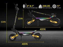 Electric Scooters 40mph 2400W Dual Motors 52V23AH Lithium Battery E Scooter Adult Hydraulic Brake 11'' Off-Road Tires Escooter