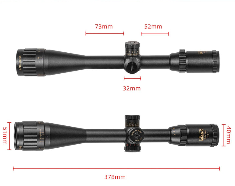 DIANA 6-24X44 Tactical Optic Cross Sight Green Red Illuminated Riflescope Hunting Rifle Scope Sniper Airsoft Air Guns