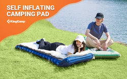 KingCamp Self Inflating Sleeping Pad, Ultralight Inflatable Sleeping Mat With Pillow Built-in Foot Pump For Hiking, Traveling