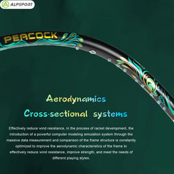 ALPSPORT Peacock 4U 52g 35LBS Carbon Fiber Badminton Racket Super Light Green/White/Red Professional Training Racquet