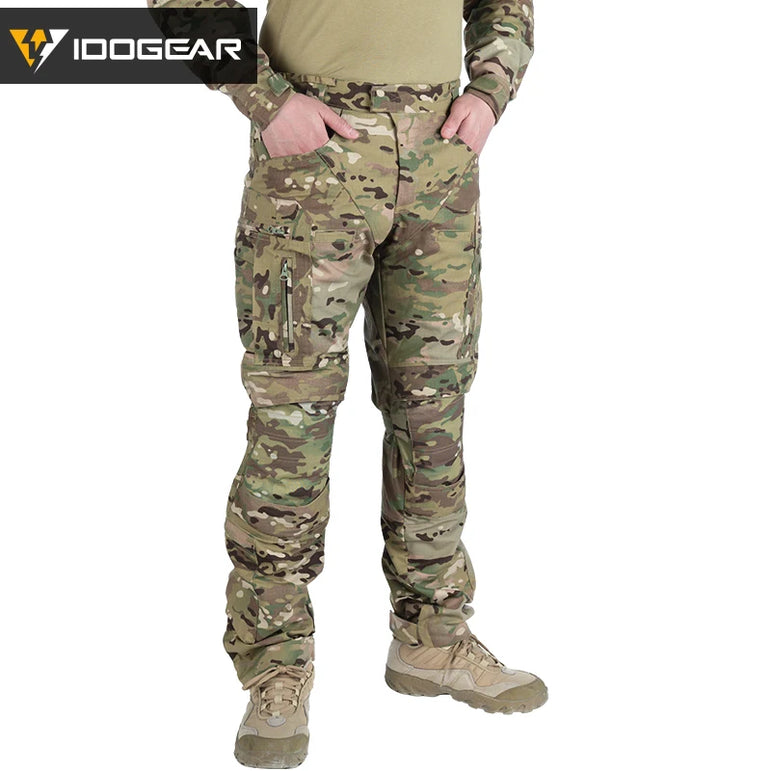 IDOGEAR Combat UFS Pants Tactical Pants w/ Knee Pads Camo Trousers Outdoor Hunting 3209