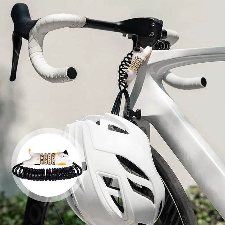Bike Helmet Lock 4-Digit Cycling Combination Wire Lock Portable Password Zinc Alloy Lock Motorcycle Scooter Helmet Chain Lock