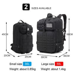 30L/50L Multifunctional Bag Military 900D Military Hiking Bag Waterproof Rucksacks Army Outdoor Camping Trekking Hunting Bag