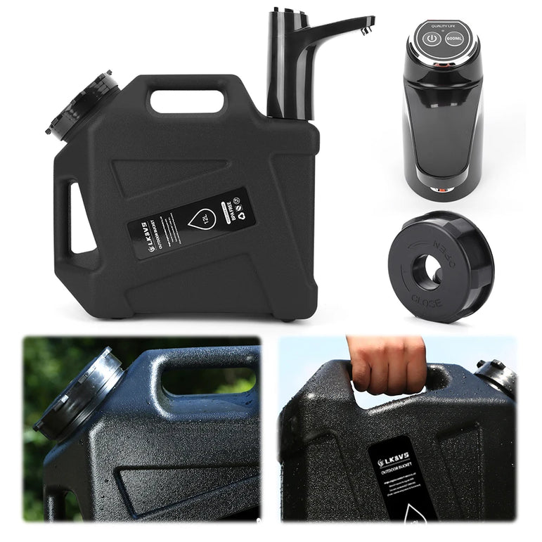12L Portable Emergency Water Can with Water Dispenser & Adapter Drinking Water Bucket Water Dispenser Carrier for Camping Hiking