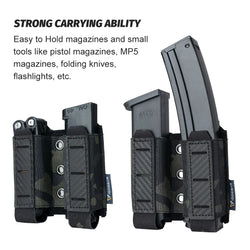 IDOGEAR Tactical Pouch Carbon Fiber AntiSlip Hollow Out Quick Drain Lightweight 9mm Double MOLLE Mounting Durable 2pcs 3590