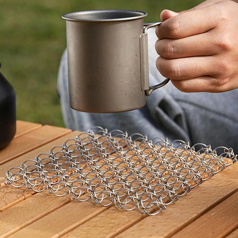 Tableware Insulated Mat Spring Anti Scald Pad Spiral Wire Trivet Heat Insulation Pad Stainless Steel Tableware Mat For Camping