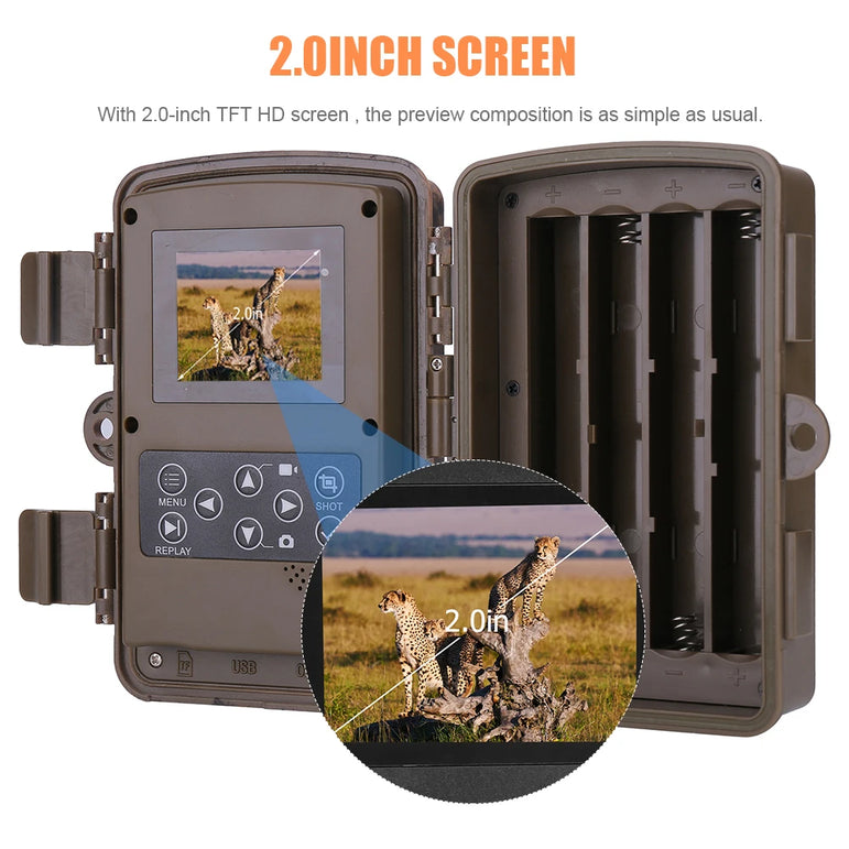Outdoor Trail Camera 20MP 1080P HD Hunting IP66 Waterproof Infrared Night Vision Motion Activated Surveillance Trap Camera