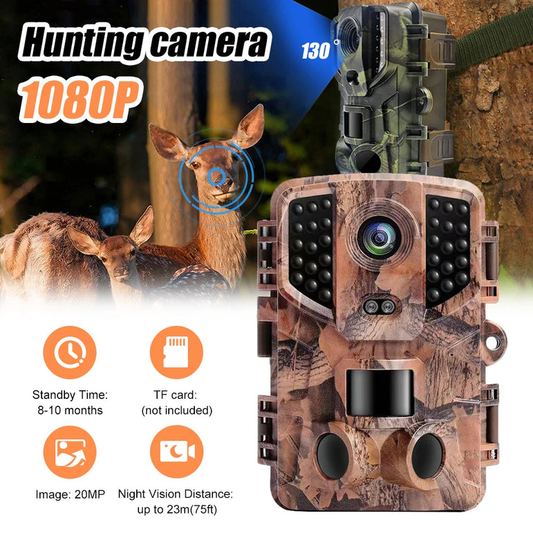 Outdoor Trail Camera 20MP 1080P HD Hunting IP66 Waterproof Infrared Night Vision Motion Activated Surveillance Trap Camera