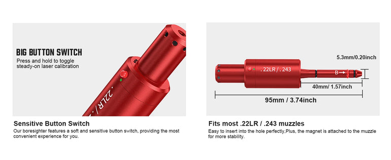 22LR 243 multifunctional magnetic red green light trainer, dual-purpose for training and calibration