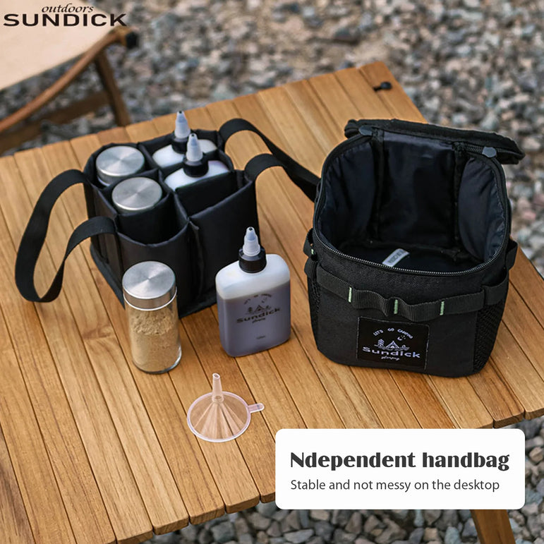 SUNDICK Outdoor Camp Spice Bottle Portable with Storage Bag Kitchen Seasoning Boxes Multifunctional Lightweight Camping Supplies