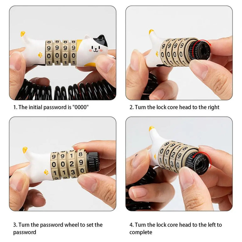 Bike Helmet Lock 4-Digit Cycling Combination Wire Lock Portable Password Zinc Alloy Lock Motorcycle Scooter Helmet Chain Lock