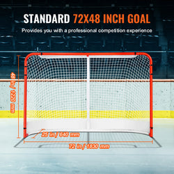 VEVOR Street Hockey Net, Indoor Outdoor Steel Hockey Goal, Official Regulation Hockey Training Goal Set, Portable Hockey Goal