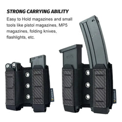IDOGEAR Tactical Pouch Carbon Fiber AntiSlip Hollow Out Quick Drain Lightweight 9mm Double MOLLE Mounting Durable 2pcs 3590
