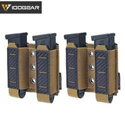 IDOGEAR Tactical Pouch Carbon Fiber AntiSlip Hollow Out Quick Drain Lightweight 9mm Double MOLLE Mounting Durable 2pcs 3590