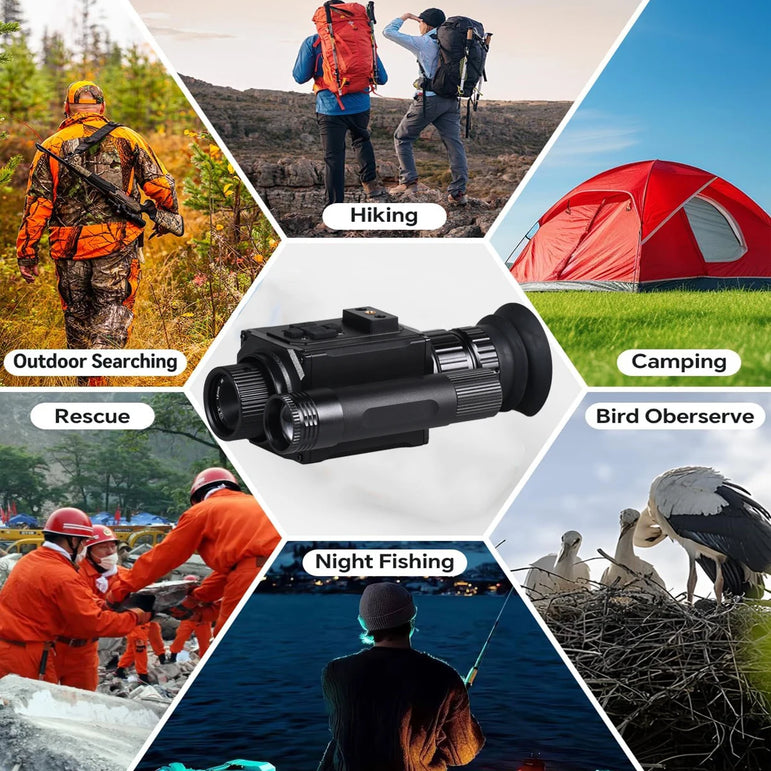 HD 1080P Night Vision Goggles with Head-Mounted and Helmet-Mounted 940nm IR 5X Zoom Night Vision Monocular for Hunting Camping