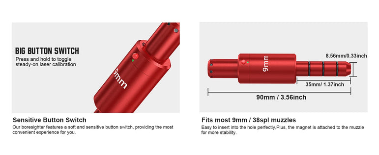 9MM 38SPL multifunctional magnetic red green light trainer, dual-purpose for training and calibration