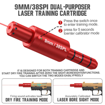9MM 38SPL multifunctional magnetic red green light trainer, dual-purpose for training and calibration