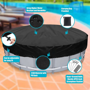 Swimming Pool Cover Summer Waterproof Pool Tub Solar Dustproof Film Outdoor Pool Heat Insulation Drawstring Blanket Cover